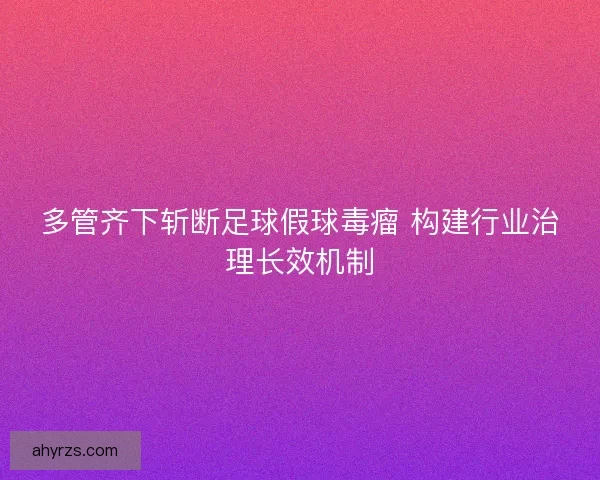 多管齐下斩断足球假球毒瘤 构建行业治理长效机制