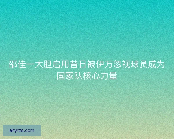 邵佳一大胆启用昔日被伊万忽视球员成为国家队核心力量